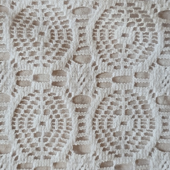 S. R. Fashion Crocheted Lace Tunic, Boho Chic, White, 100% Cotton, Womens' L - Picture 9 of 14